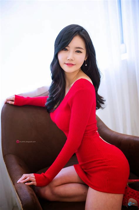 Gorgeous Han Ga Eun In Tight Red Dress Beautiful Asian Girl Stock