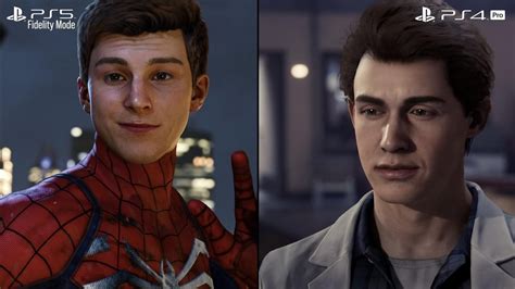Peter Parker Side By Side Miles Morales Vs Ps4 Pro From Digital