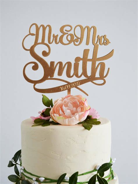 Paper Party Supplies Mr And Mrs Cake Topper Gold Wedding Cake Topper
