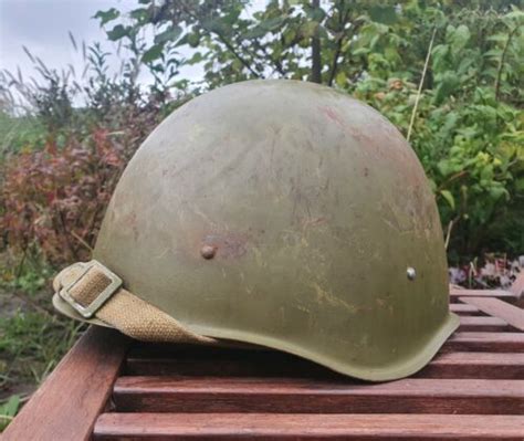 Original Steel Helmet Ssh 40 Wwii Ussr Ukraine Military Soviet Army