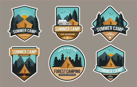 summer camp badges collection 2420631 vector art at vecteezy