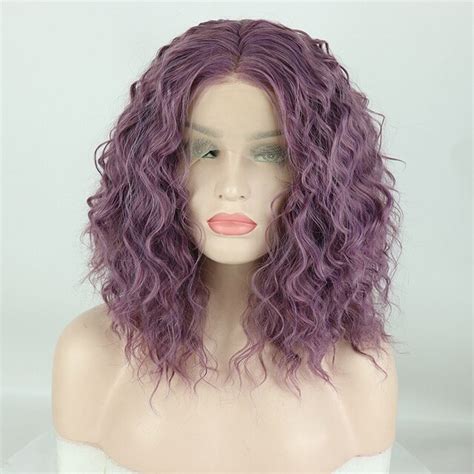Fantasy Beauty Short Curly Heat Resistant Wigs Purple Hair Glueless