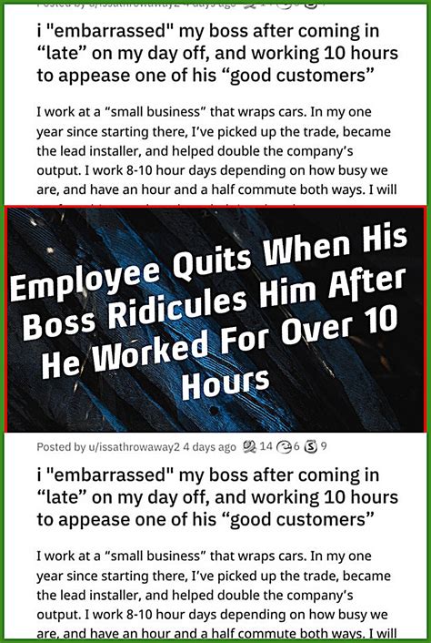 Employee Quits When His Boss Ridicules Him After He Worked For Over 10 Hours Artofit