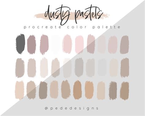 Dusty Pastels Procreate Color Palette Color Swatches Ipad Etsy