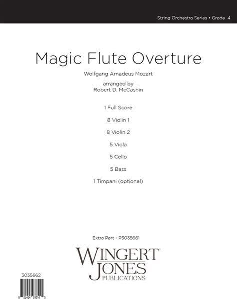 Magic Flute Overture Full Score Wingert Jones Publications