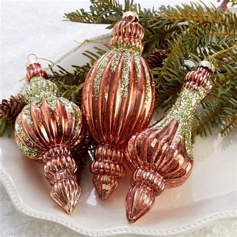Rose Mercury Glass Christmas Ornament Set Christmas Ornaments Christmas And Winter Holiday