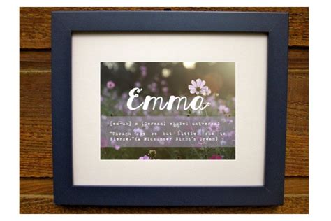 Framed Baby Name Print W Meaning Customized Nursery Art Personalized