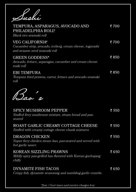 Menu of Tyk Tyk, Kharadi, Pune