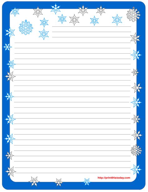 Free Winter Writing Paper Print This Today Winter Writing Paper