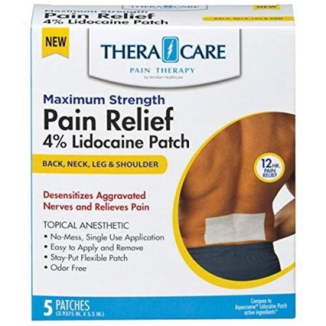 Theracare Maximum Strength Pain Relief 4 Lidocaine Patch