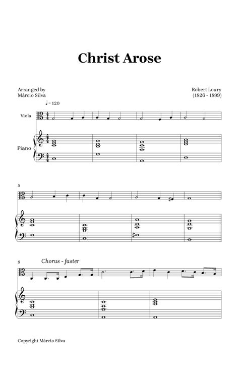Christ Arose Sheet Music Robert Loury Viola And Piano