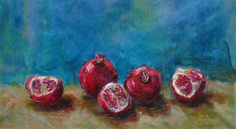 Pomegranate Praise Original Mixed Media Painting By Amy Dixon