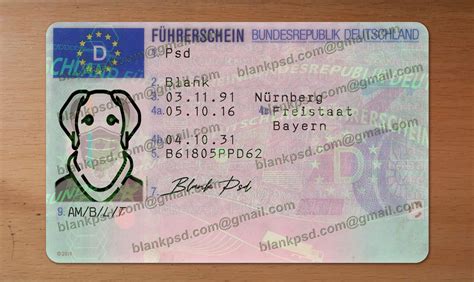 Fake German Drivers License New V2 Blank Psd