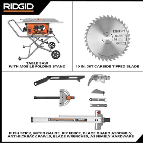 Ridgid Table Saw R4514 10 In Pro Jobsite With Stand