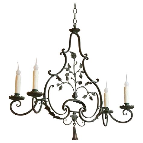 Look for wrought iron chandeliers that are strong and durable from many good suppliers. French Wrought Iron Green Painted Four-Arm Chandelier For ...