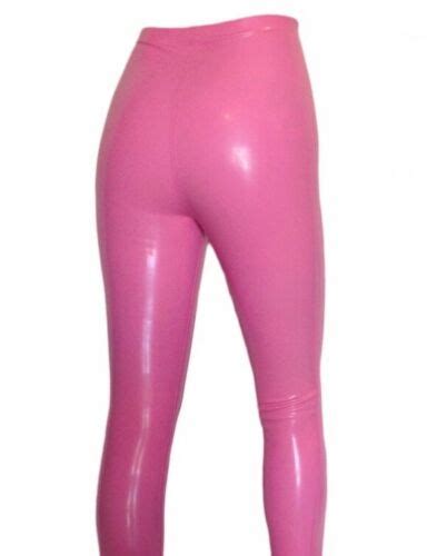 Womens Pink Latex Rubber Leggings Pants Ebay