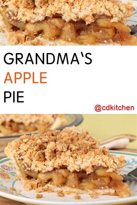 All you need are a double pie crust, apples, butter, water, sugar, and flour. Grandma's Apple Pie Recipe | CDKitchen.com