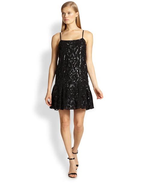 Lyst Needle And Thread Beaded And Sequined Flared Hem Dress In Black