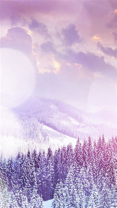 Winter Flare White Snowy Mountains Landscape Iphone 8 Wallpapers Free