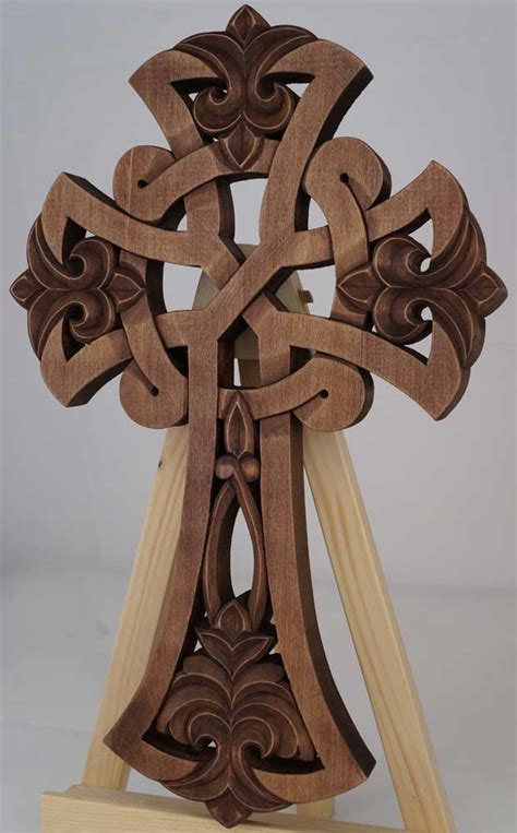 Hand Carved Wooden Celtic Cross Blessedmart