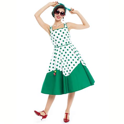 Sisjuly Women Vintage Dress Pin Up Polka Dots Patchwork 1950s Retro Dress Rockabilly Cute Female