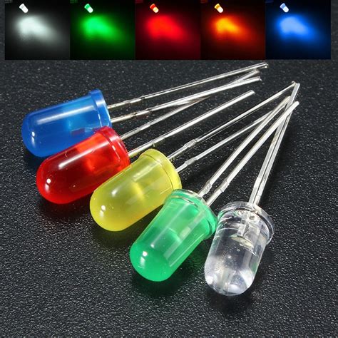 50pcs 5mm Round Red Green Blue Yellow White Color Diffused Led Light