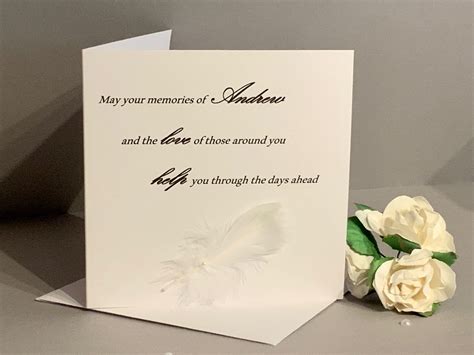 Beautiful Sympathy Card With White Feather Etsy