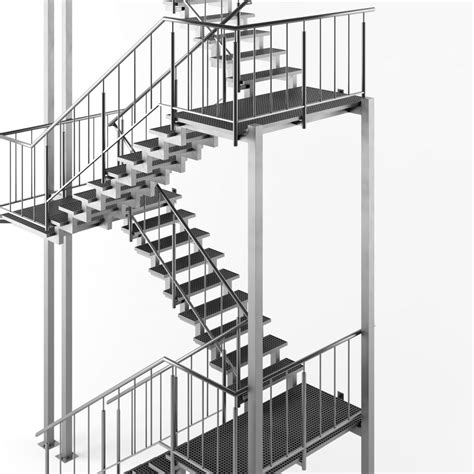 Metal Outdoor Stair 3D Model For VRay
