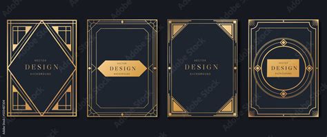 Luxury Geometric Pattern Cover Template Set Of Art Deco Poster Design