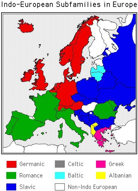 Map Of European Language Families Europe Map Map Linguistics