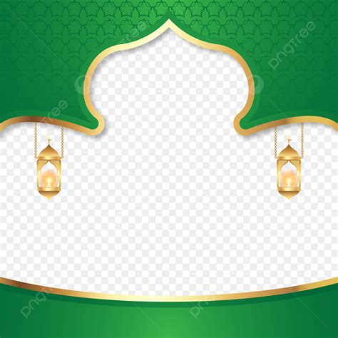Gambar Bingkai Hijau Emas Islami Dengan Lentera Bingkai Islam Hijau
