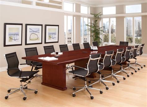 Quality 12 Foot Modern Conference Room Table With Power Centers And