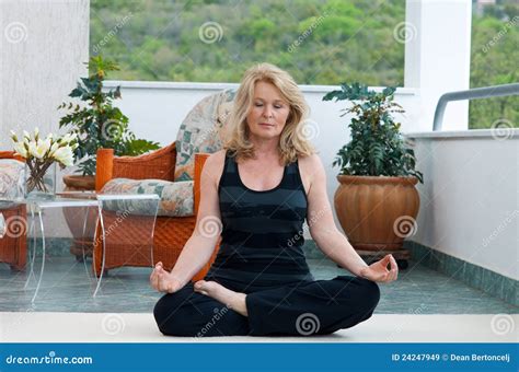 Mature Woman In Yoga Position Stock Image Image Of Older Lifestyle
