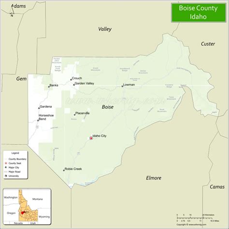 Map Of Boise County Idaho Showing Cities Highways And Important Places