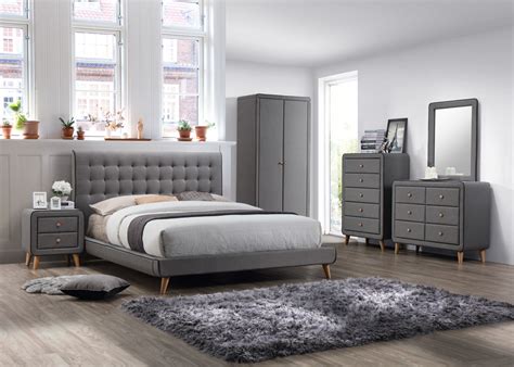 Stockholm Grey Fabric Bedroom Set 5ft King Majestic