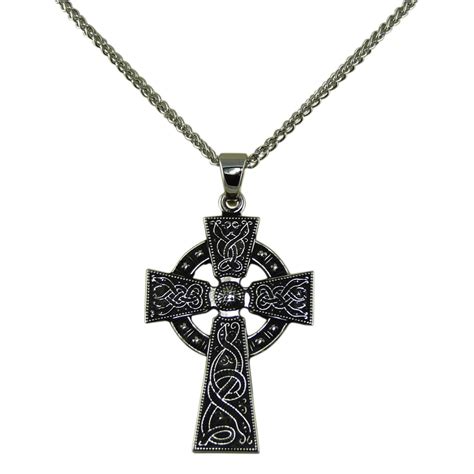 Celtic Warrior Cross Antiqued Sterling Silver Medium Irish Jewelry
