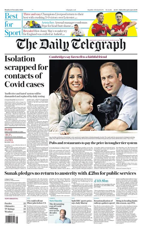Daily Telegraph Front Page 23rd Of November 2020 Tomorrows Papers Today