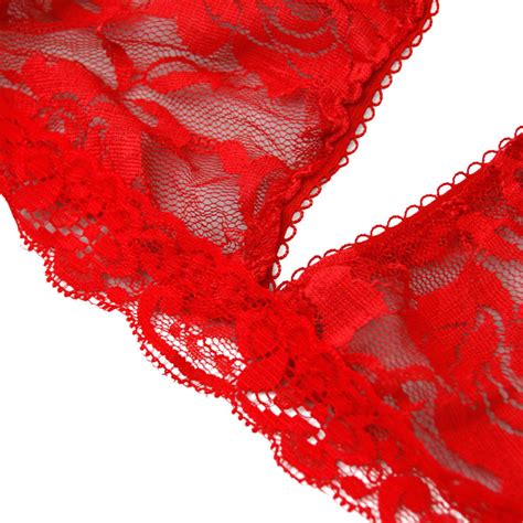 Sexy Red Plus Size Floral Lace Lace Up Bra Panty Sets With Garters N16723