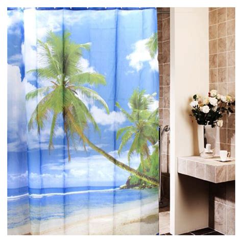 Havana tropical palm tree bath accessories. Tropical Palm Tree Summer Beach Polyester Shower Curtain ...