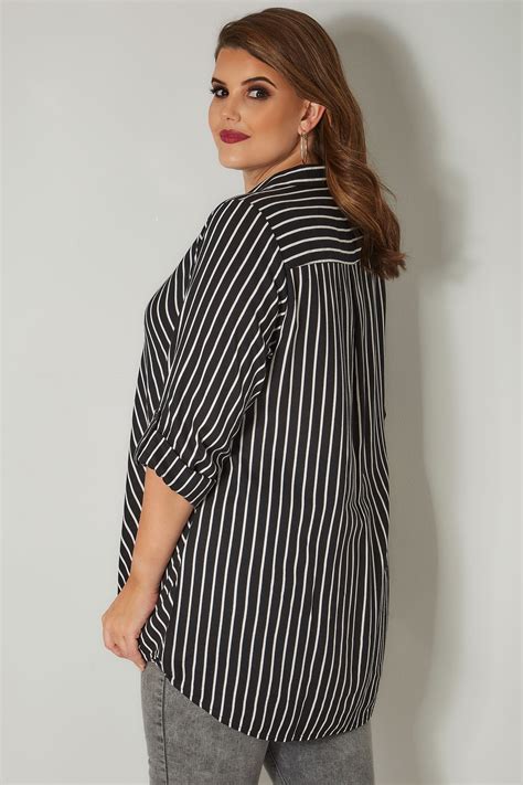 Black And White Striped Wrap Front Blouse Plus Size 16 To 36 Yours