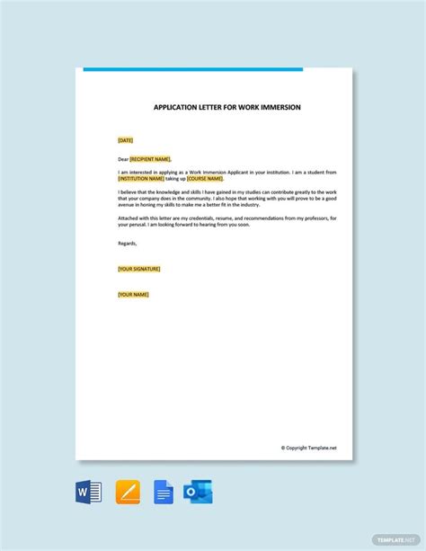 If you're new to this, it may seem overwhelming. Application Letter Template for Work Immersion [Free PDF ...
