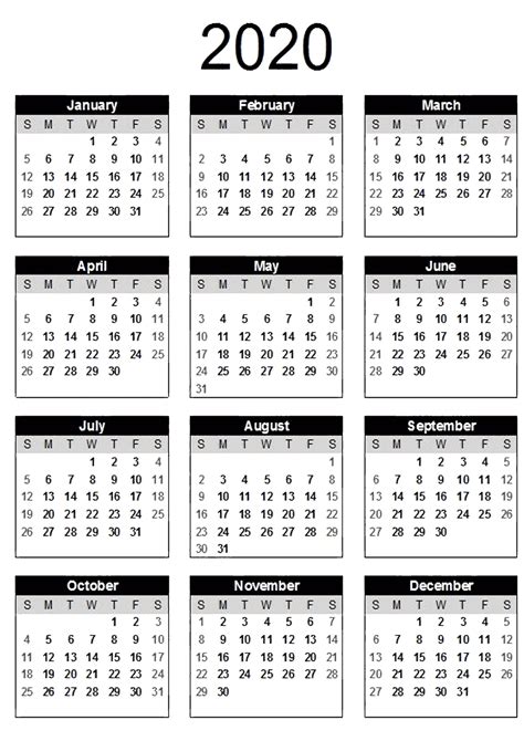 Free Printable Calendar Pdf 2020 Month Calendar Printable