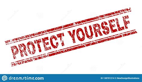 Scratched Textured Protect Yourself Stamp Seal Stock Vector