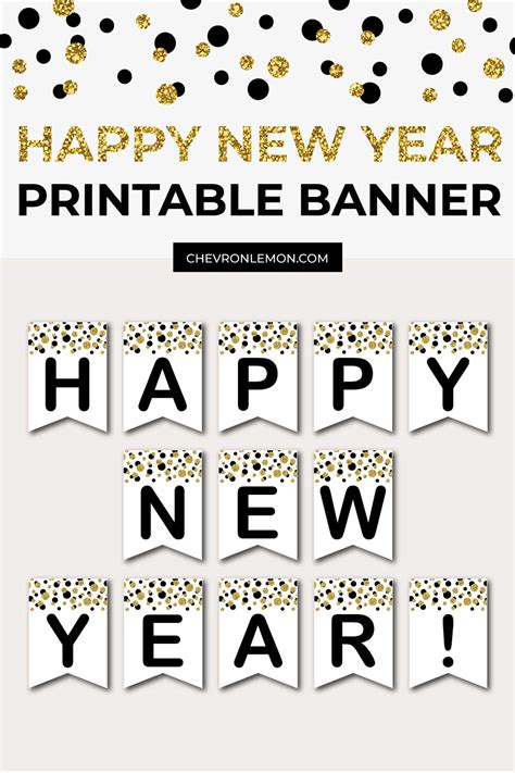 Free Printable Happy New Year Banner Black And Golden Confetti