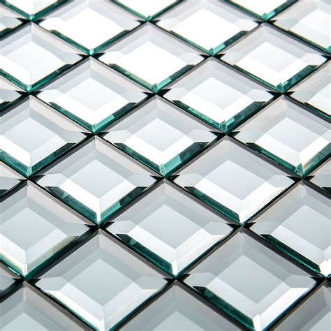 13 Edges Beveled Crystal Diamond Mirror Glass Mosaic Tiles For Bathroom Wall Decor Showroom