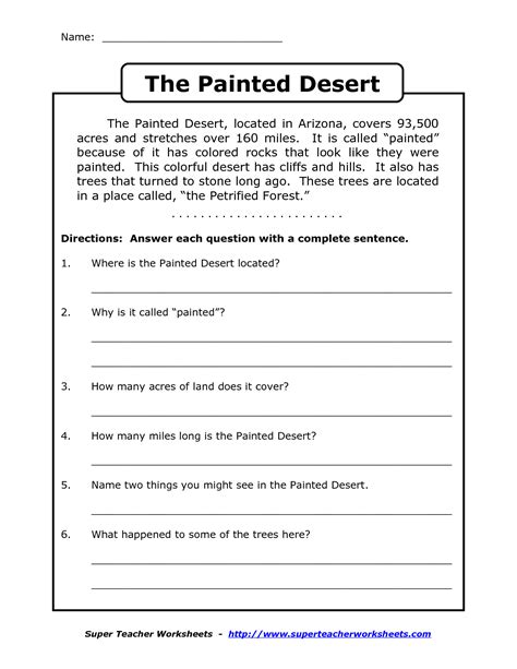 Reading Worksheets For 4th Grade Reading Comprehension Worksheets