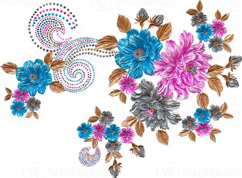 Abstract Metallic Flower Design Backgrounddigital Flower Painting