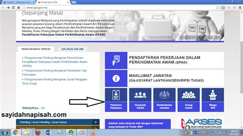 Umum mengetahui bahawa sistem pekerjaan di bawah suruhanjaya perkhidmatan awam malaysia (spa) iaitu spa8i telah digantikan dengan sistem terbaru iaitu spa9. PENDAFTARAN PEKERJAAN DALAM PERKHIDMATAN AWAM (SPA8i ...