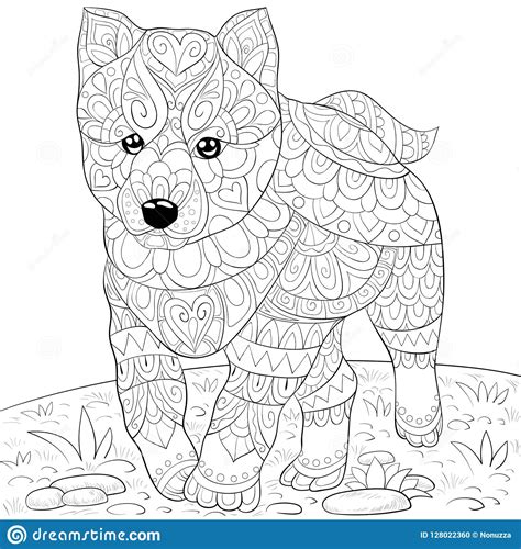 Adult Coloring Pagebook A Cute Dog Image For Relaxing