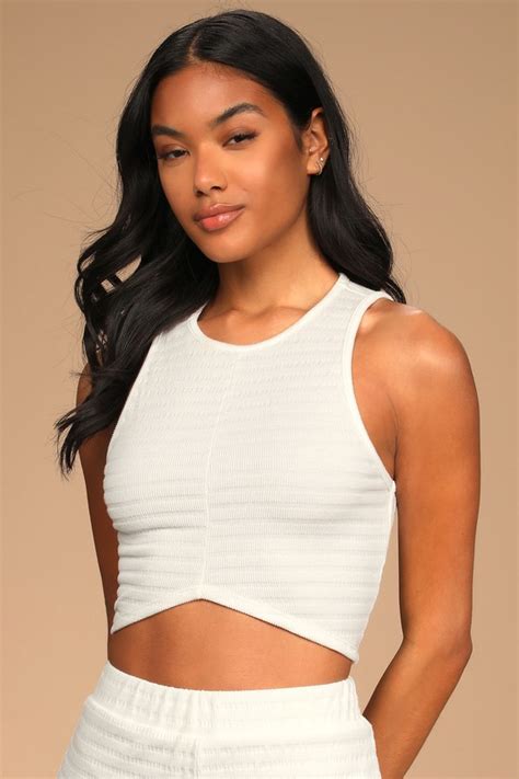 White Crop Top Lounge Top V Hem Top Womens Tops Lulus